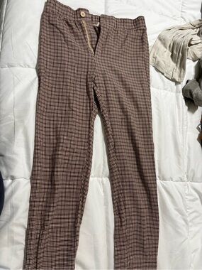 Sky and Sparrow Brown Plaid Chinos